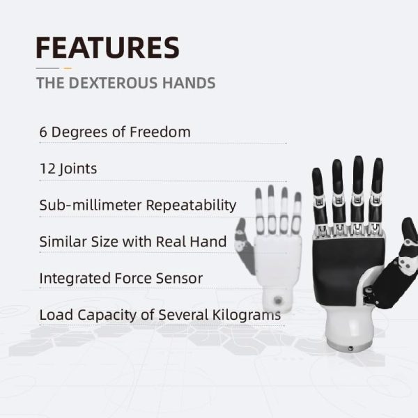 Humanoid Robot Hand with 3KG Strong Grip, Intelligent Force and Position Control,Integrated Linkage-Driven Anthropomorphic-ROS Supported-RH56DFQ-2R(Right Hand) - Image 3